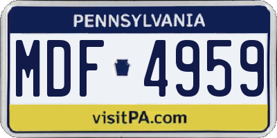 PA license plate MDF4959