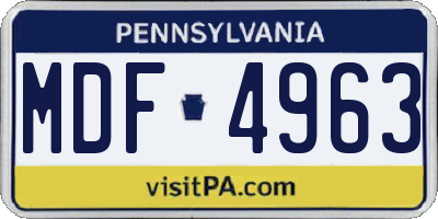 PA license plate MDF4963