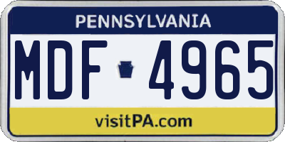 PA license plate MDF4965