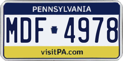 PA license plate MDF4978