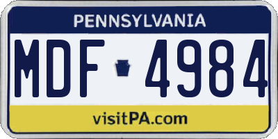 PA license plate MDF4984