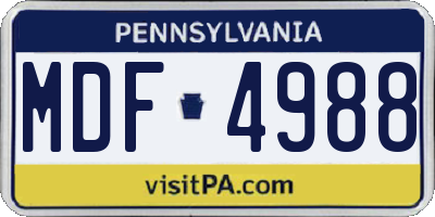 PA license plate MDF4988