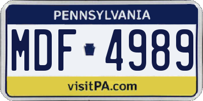 PA license plate MDF4989