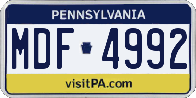 PA license plate MDF4992
