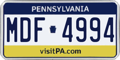 PA license plate MDF4994