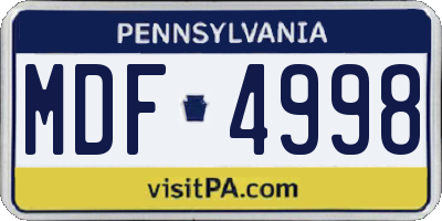PA license plate MDF4998