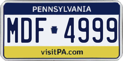 PA license plate MDF4999