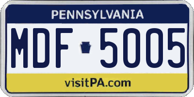 PA license plate MDF5005