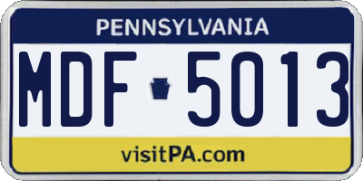 PA license plate MDF5013