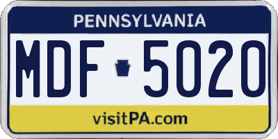 PA license plate MDF5020