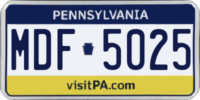 PA license plate MDF5025