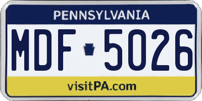 PA license plate MDF5026