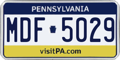 PA license plate MDF5029