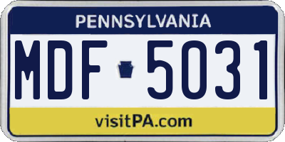 PA license plate MDF5031