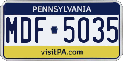 PA license plate MDF5035