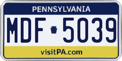 PA license plate MDF5039