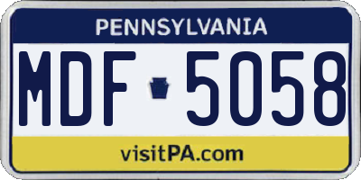 PA license plate MDF5058