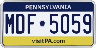 PA license plate MDF5059