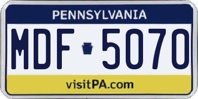PA license plate MDF5070