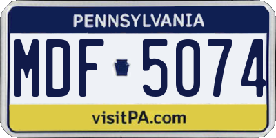 PA license plate MDF5074