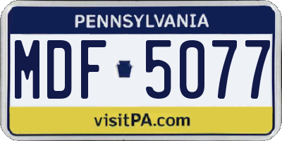 PA license plate MDF5077