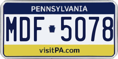 PA license plate MDF5078