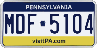 PA license plate MDF5104