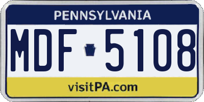 PA license plate MDF5108
