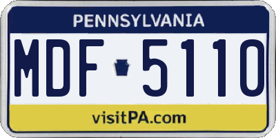 PA license plate MDF5110