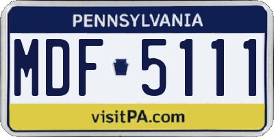 PA license plate MDF5111