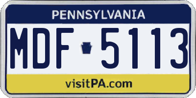 PA license plate MDF5113