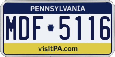 PA license plate MDF5116