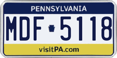 PA license plate MDF5118