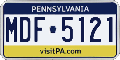 PA license plate MDF5121
