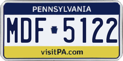PA license plate MDF5122