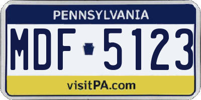 PA license plate MDF5123