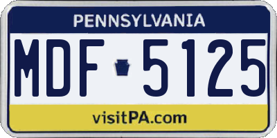 PA license plate MDF5125