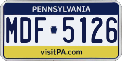 PA license plate MDF5126