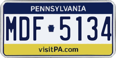 PA license plate MDF5134