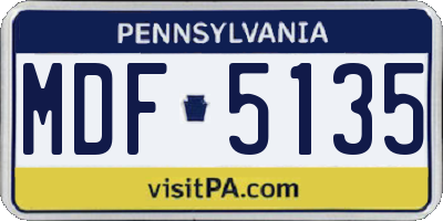 PA license plate MDF5135