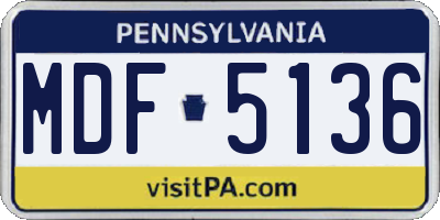 PA license plate MDF5136