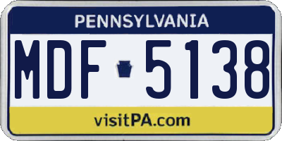 PA license plate MDF5138