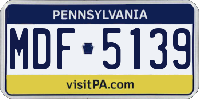 PA license plate MDF5139