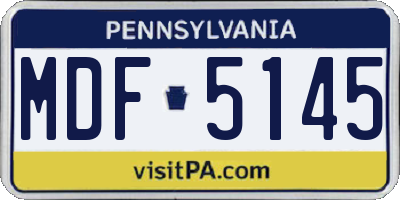 PA license plate MDF5145