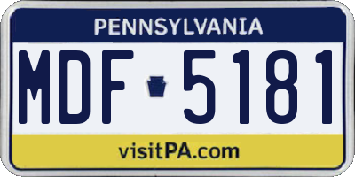 PA license plate MDF5181