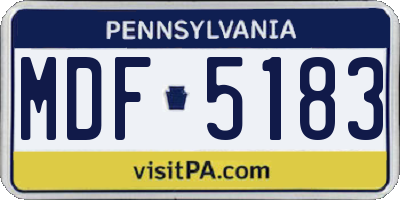 PA license plate MDF5183