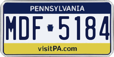 PA license plate MDF5184
