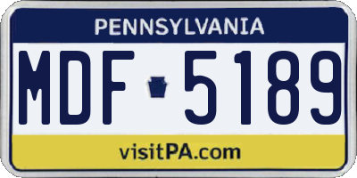 PA license plate MDF5189