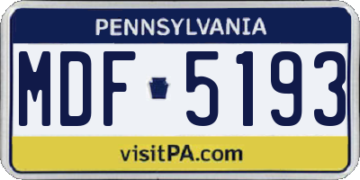 PA license plate MDF5193