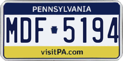 PA license plate MDF5194